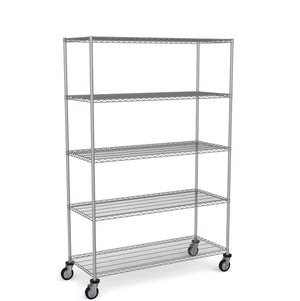 Stainless Steel Wire Shelving – Mobile Unit 1950mm High, 5 Tier, Catering & Hospital Grade