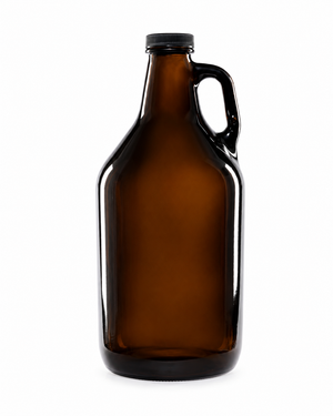 64 oz (1,84 liter) bärnstensfärgad bryggflaska i glas med handtag – GROW64 | 6-pack