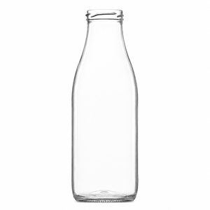 750ml clear glass milk bottle with 48mm screw neck for bulk dairy packaging