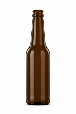 330 ml bärnstensfärgad en gångs ölflaska i glas – 28 mm kronslipning
