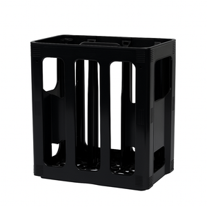Plastic tall bottle carry crate for six 1-litre glass bottles with central handle