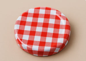 70mm 1-Piece Red Gingham Caps – Pack of 12