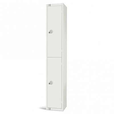 All White Steel Locker with Cam Key Lock, 300mm Depth