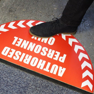 Large Half Circle Floor Marker Graphic Sign - Authorised Personnel Only