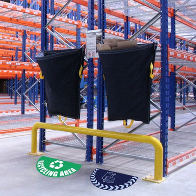 Large Half Circle Floor Marker Graphic Sign: RECYCLING AREA 750 x 375mm